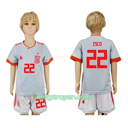 Billige Fotballdrakter Spania Isco 22 Barn VM 2018 Bortedraktsett